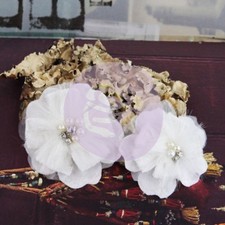 Prima "CHERISE WHITE FLOWERS" Layered Fabric with Pearl Rhinestone Centers