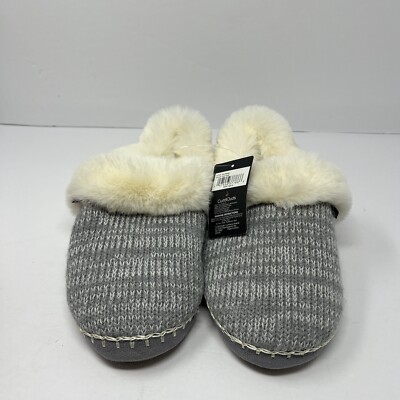 Cuddl Duds Twist Knit Slipper Bootie with Sherpa Lining Size Large