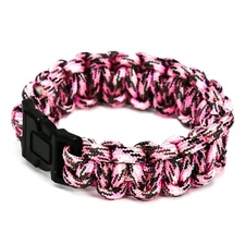 Everbilt Paracord Survival Bracelet, Hiking Outdoor Gear, Unisex, 9in, Pink Camo