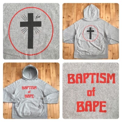 BAPE fragment design Pullover hoodie Hiroshi fujiwara Gray A Bathing Ape Size L