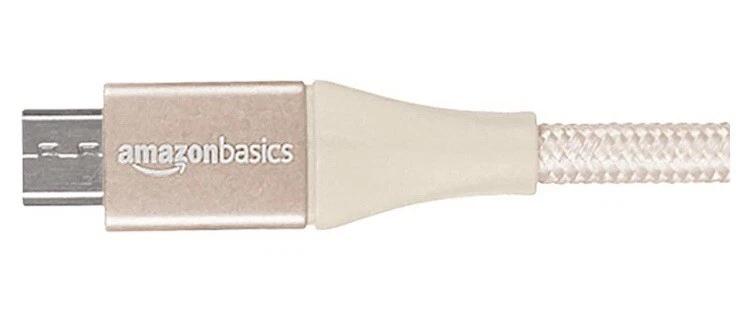 Amazon USB-A 2.0 to Micro-B Cable Double Braided Nylon Gold - 6ft/1.8m - Image 2 of 4