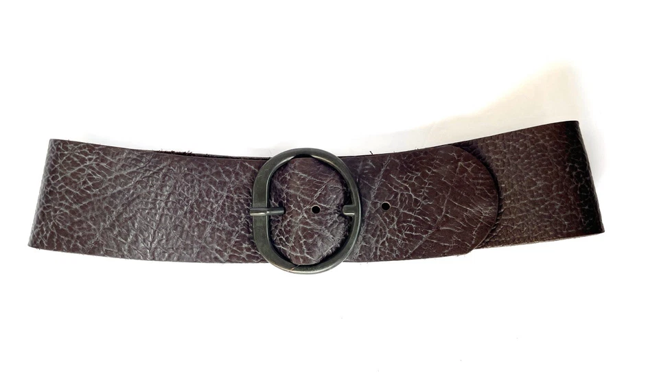 复古棕色 Frank & Eileen 皮革宽腰素色腰带。 30码 — 第 2/4 张图片