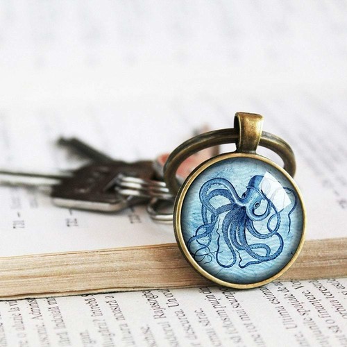 Vintage Octopus Schlüsselanhänger, Octopus Keyring, Sea Life Keyring, Maritim Schmuck - Bild 3 von 9