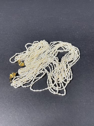 Beautiful Multi Strand Potato Pearl Necklace And Matching Bracelet Ball Clasp - Picture 7 of 9