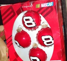 Nascar Dale Earnhardt Jr #8 Glass Ornament Set Christmas Ornaments  4 Pk