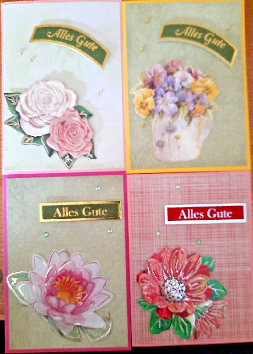 Karte zum Geburtstag Glückwünsche 3D Blumenmotive Handarbeit zur Auswahl 1