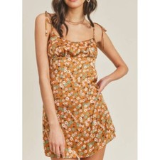 Nordstrom LUSH Maya Floral Satin Mini Dress Size Medium NWT