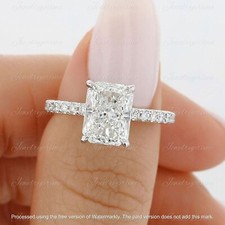 3ct Radiant Cut Lab-Created Diamond Engagement Wedding Ring 14K White Gold Over
