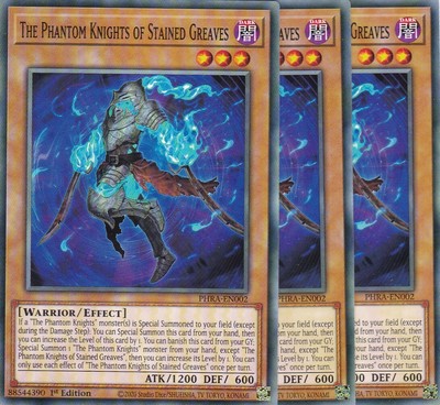 Yu-Gi-Oh! Karte „The Phantom Knights Of Stained Greaves“ – PHRA-EN002 Common, 1. Auflage