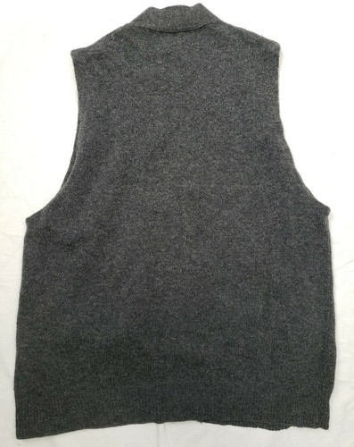 Campus Grandpa Sweater Mens L Gray Heather Wool Blend Cardigan Vest Vintage USA - Picture 3 of 7