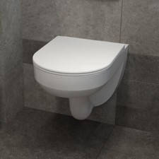 Bathroom Rimless Vortex Flush Technology Wall Hung Toilet Pan Soft Close Seat WC