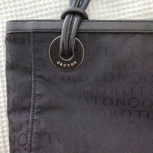 Oroton Stencil Tote - Black - Canvas and Leather - Picture 24 of 24
