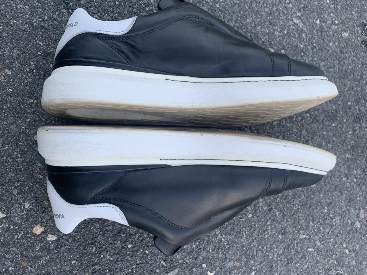 Karl Lagerfeld Paris Men's Leather Laceless Slip On Sneakers