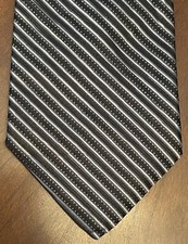 Perry Ellis Portfolio Black Gray 100% Imported Silk Men’s Neck Tie Made In Usa