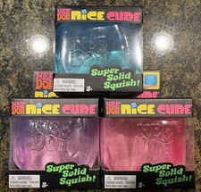 Nee doh Nice Cube Lot of 3 Squishy Squeeze Toy Fidget Stress blue pink purple