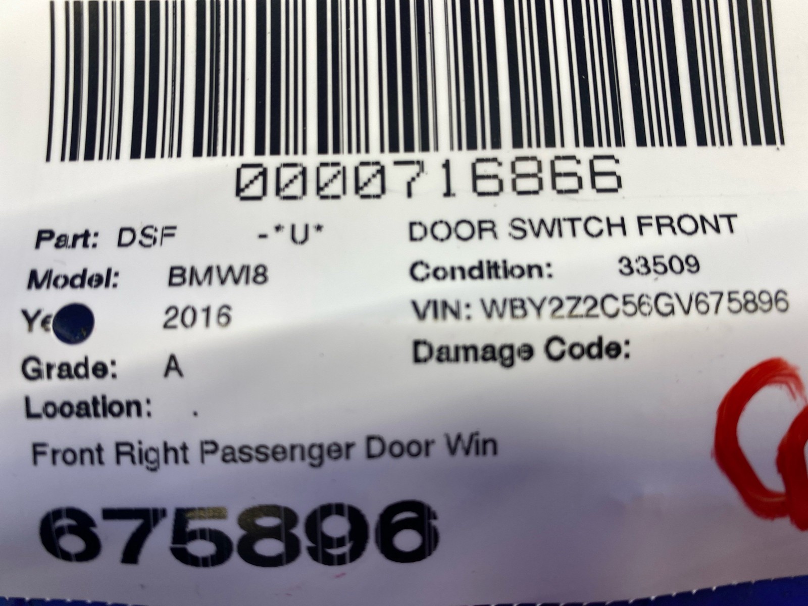 BMW i8 2014-2020 FRONT+RIGHT Window switch