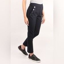 395 Veronica Beard Navy Blue Friedman Pant With Buttons Size 4