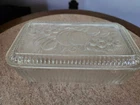 Federal Glass Vintage Refrigerator Dish 9"X5"X2.75" Clear Molded Fruit Pattern