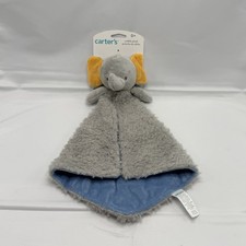 Carters Elephant Lovey Baby Blanket Blankie Plush Toy Cuddle Grey Blue Yellow