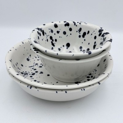Silversida Ikea Bowl Lot Blue Splatter Design 4-Piece 7.5'' & 5.5'' Recycled