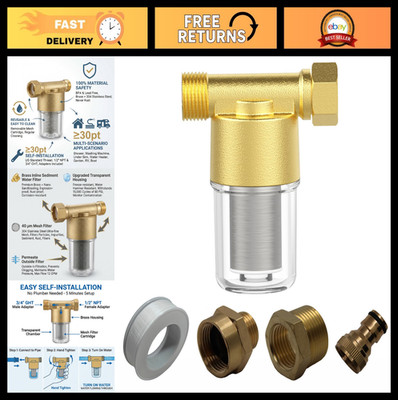 40 Micron Inline Spin Down Sediment Water Filter for Washing Machine & Shower, 3