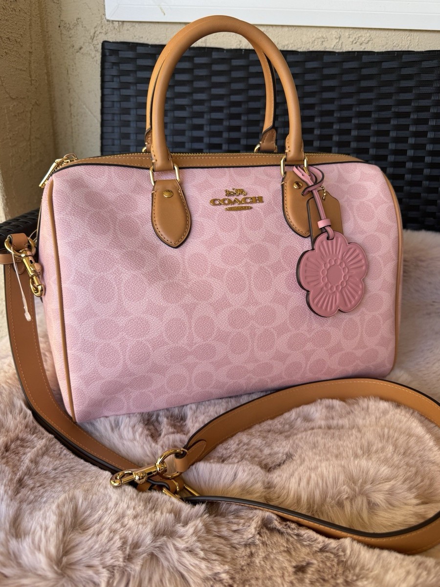 Coach Rowan LARGE Satchel Bag POWDER PINK With Charms CEA19 New | eBay