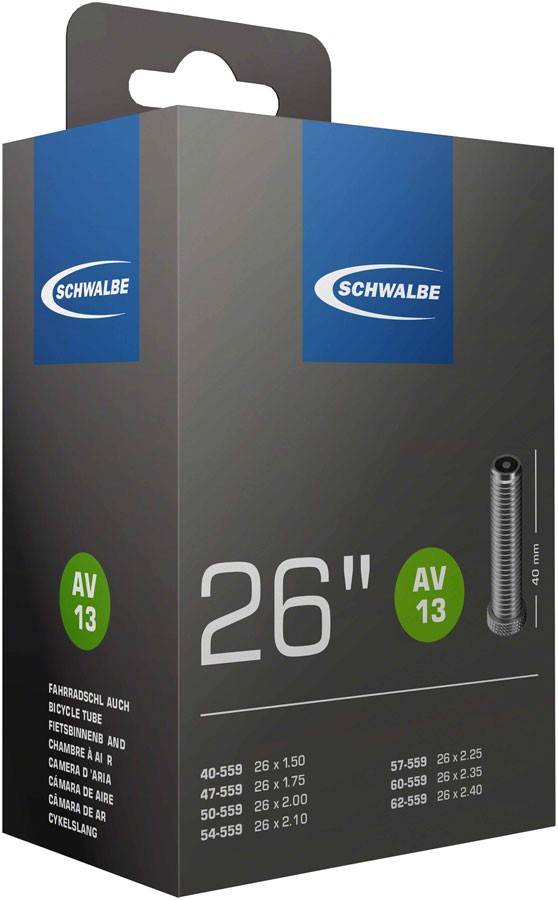 Стандартная бутиловая трубка Schwalbe 26 x 0,75 с клапаном Schrader - Прочная,
