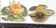 Lot of 2 Yellow Water Lilly Flowers SINGLE LAYER Embellishments 1120