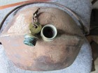 Antique Metallic OIL SHEPHERD Cantimplor  canteen, 4"X 7", #12, smells like oil — photo 3