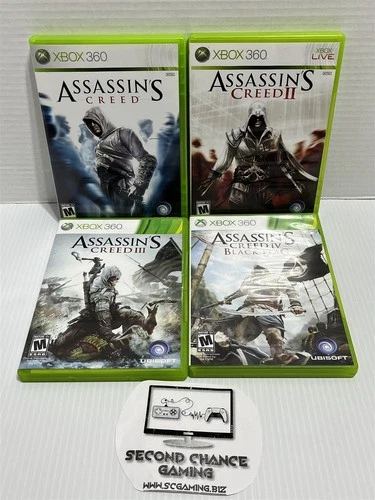 Xbox 360 Game Lot Bundle - Assassin's Creed 1, 2, 3 & 4 Complete Tested Working