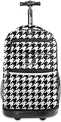 Houndstooth 20-Inch Rolling Backpack with Adjustable Handle & Water Resistance