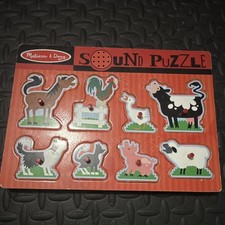 Melissa  Doug Wooden Farm Animal Sound Puzzle Board with Knobs