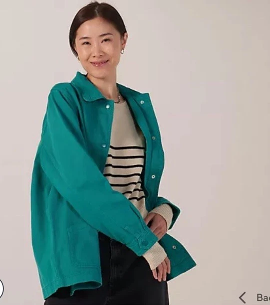 Denim & Co Cotton Twill Casual Jacket Teal Large 100% Cotton RRP £50 New