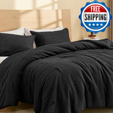 PHF Soft Waffle Comforter Set Twin Size- Comfy Breathable Waffle Weave Comforter