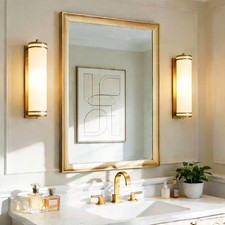 22x30 Gold Bathroom Mirror Inner Curved Wide Edge Aluminum Framed Vanity Wall US