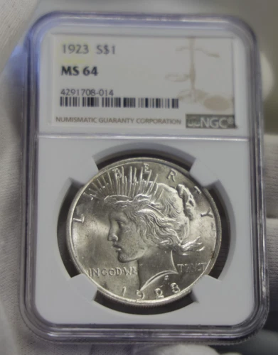 1923 US Peace Silver Dollar $1 NGC MS64