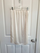 Vintage Slips Women's Large Nylon Half Skirt Lace Trim Slit Lace Ivory