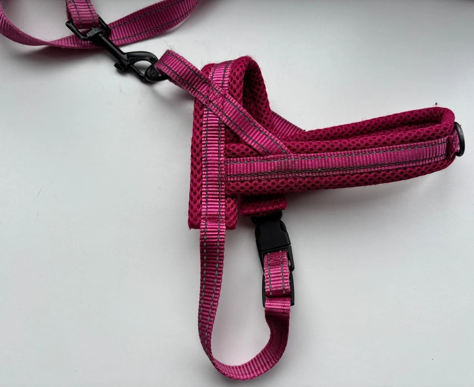 Female Midog Pink No Pull Dog Vest/Harness Lead Set Reflective Mesh Padded XS S - Image 4 of 4