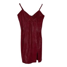 Y2K 90s Express Red Snakeskin Embossed Genuine Leather Mini Dress Size 1/2