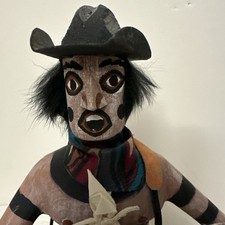 Vintage Navajo Signed 9&rdquo; Clown Guitar Player Kachina By F. Begay