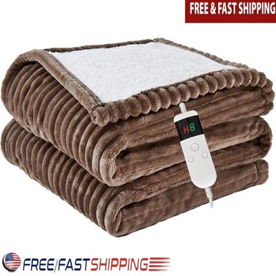 Electric Heated Blanket Soft Flannel Washable 10 Heat Levels Auto Shut Off New