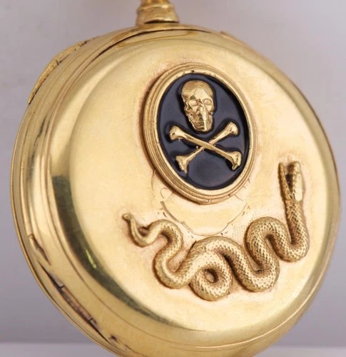 Antique Vacheron Frères 18k Gold/Silver Enamel Memento Mori Pocket Watch c.1860