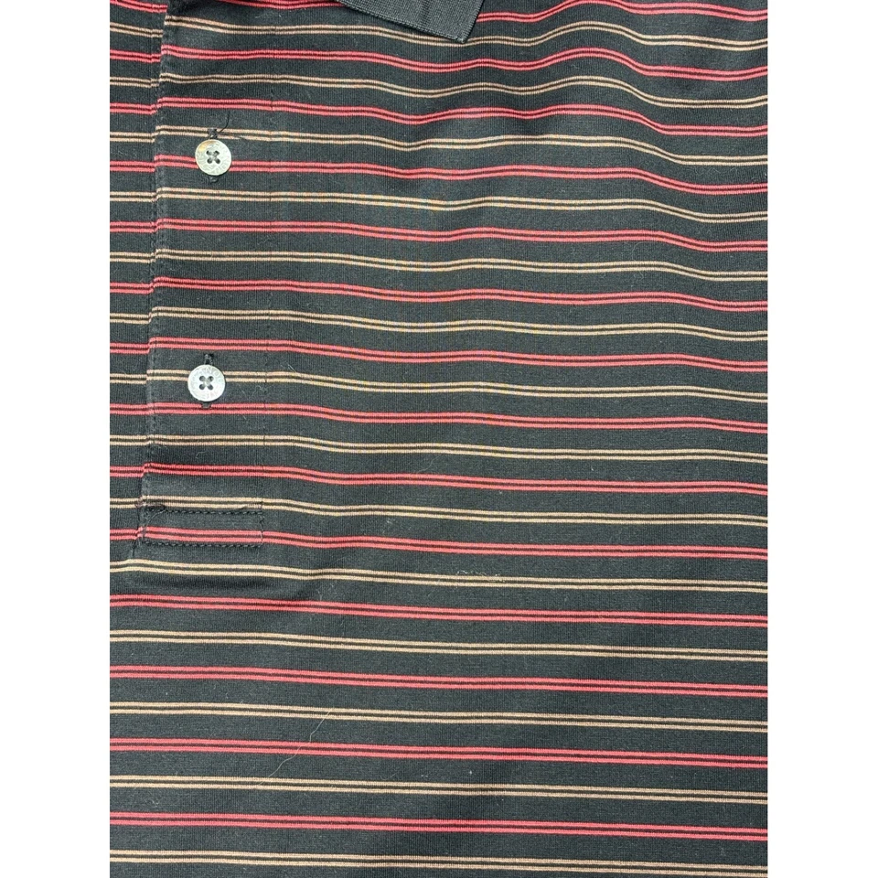 Camisa Polo de Golf Carnoustie Para Hombres M/M Negra Roja Raya "1924" Algodón Bordado Foto 2 de 4
