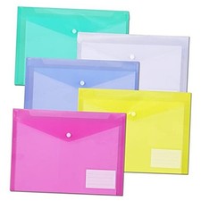 10 Pack Plastic File Folders with Label Pockets - US Letter  Assorted Colors