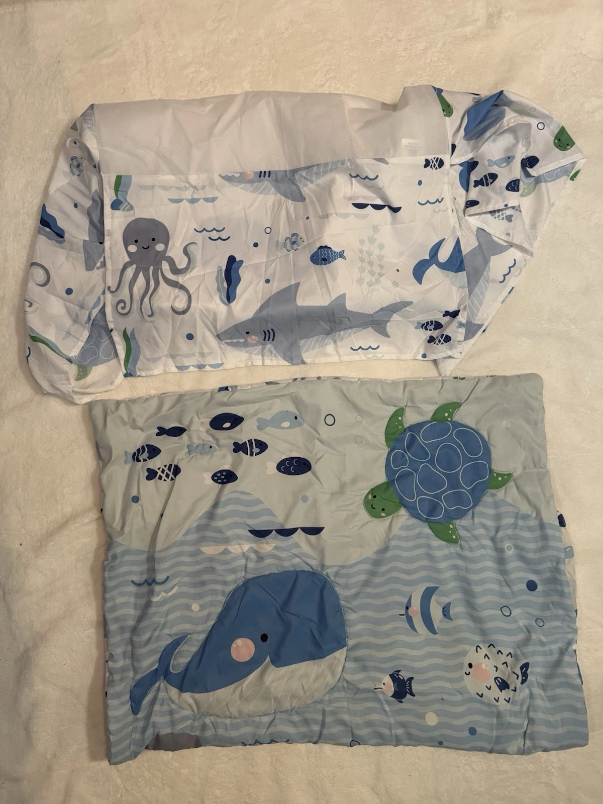 Ocean Themed Baby Bedding Set Blanket And Crib Skirt White & Blue Under The Sea
Opens in a new windo