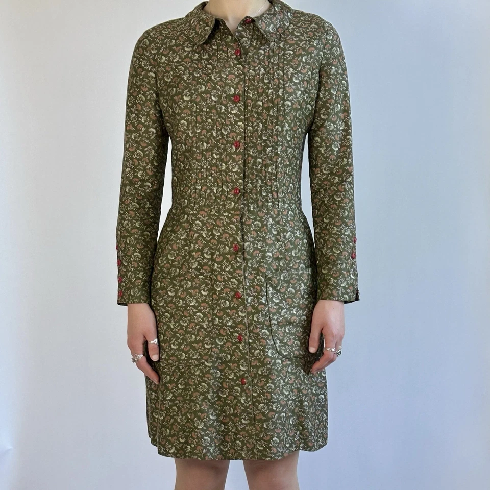 Mini vestido raro vintage anos 70 cacharel estampado algodão P - Imagem 2 de 4