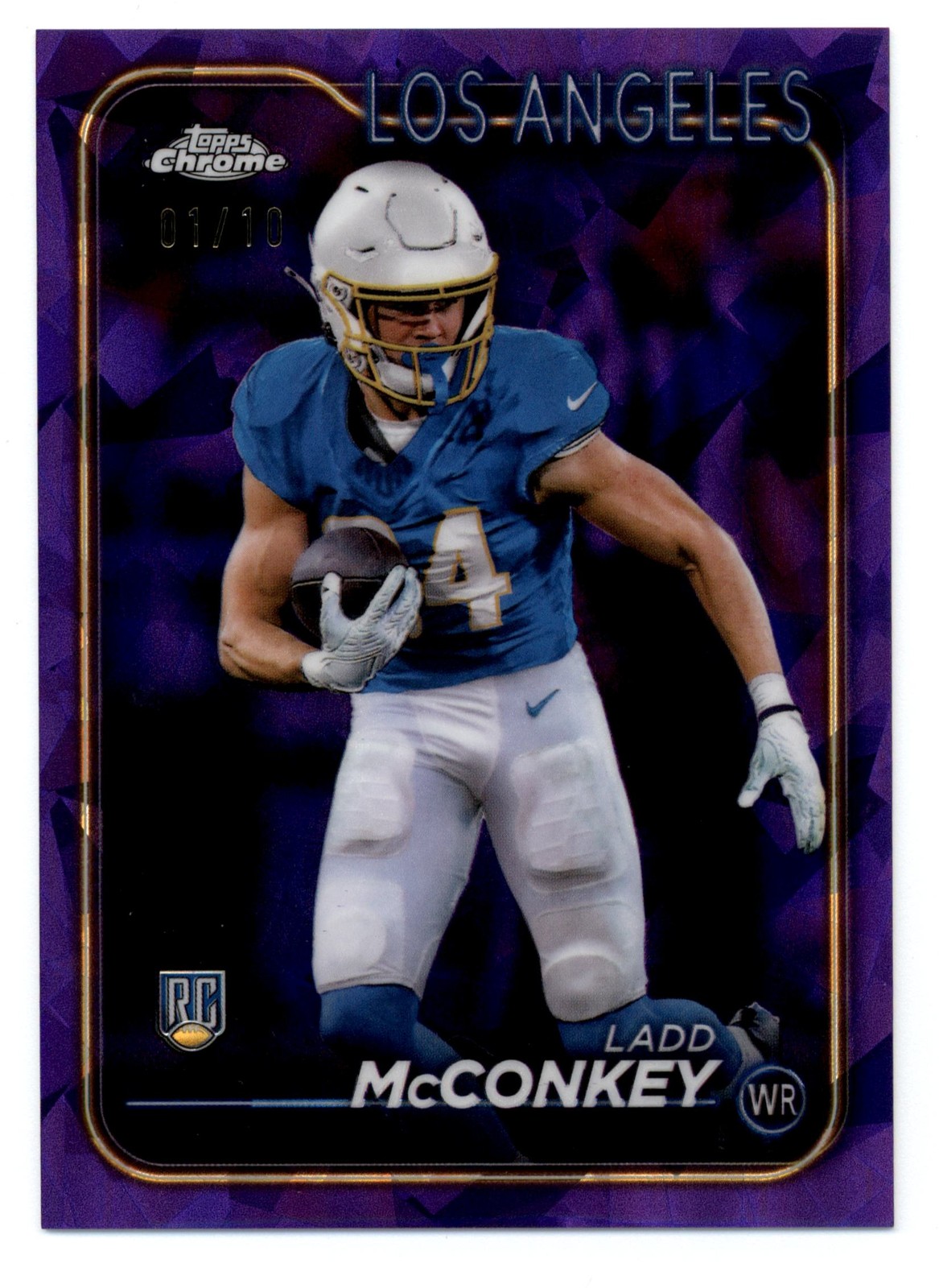 2024 Topps Chrome Sapphire Purple #212 Ladd McConkey 1/10 RC - NM-MT
