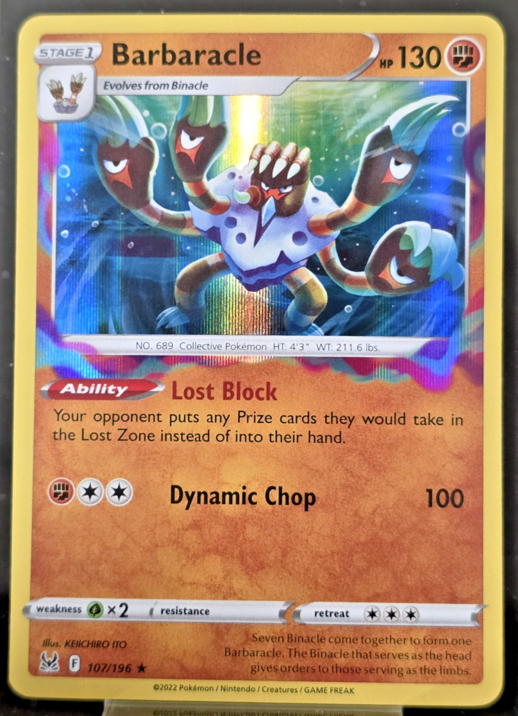 Barbaracle 107/196 Lost Origin Holo Rare Pokemon TCG NM