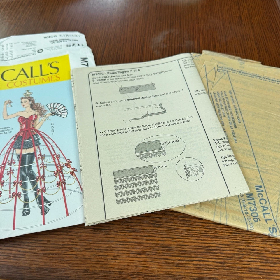 New Uncut McCalls 7306 Sewing Pattern Womens 6-14 Corset Skirt Gothic Steampunk - Image 4 of 4