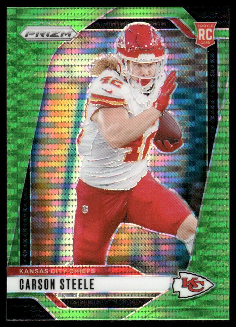 2024 Panini Prizm - Rookies Carson Steele #377 Neon Green Pulsar Prizm (RC)